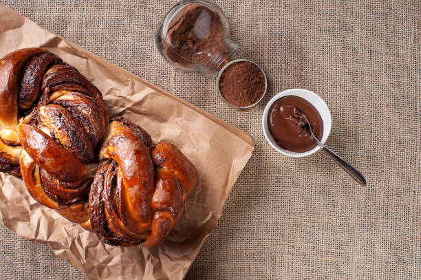 istock Chocolate Babka or Brioche Bread. Stuffed with hazelnut cream. 1309123420