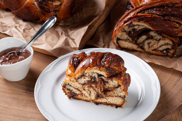 istock Chocolate Babka or Brioche Bread. Stuffed with hazelnut cream. 1309123447