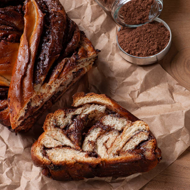 istock Chocolate Babka or Brioche Bread. Stuffed with hazelnut cream. 1309123576