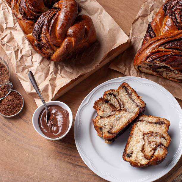 istock Chocolate Babka or Brioche Bread. Stuffed with hazelnut cream. 1309123591