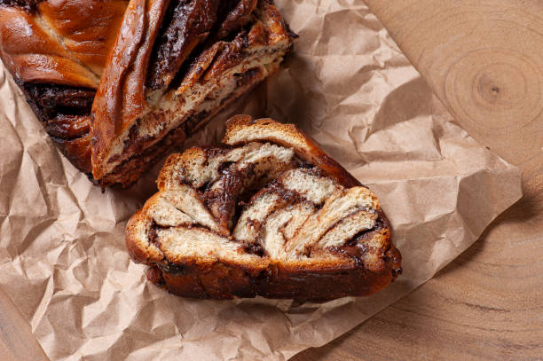 istock Chocolate Babka or Brioche Bread. Stuffed with hazelnut cream. 1309123662