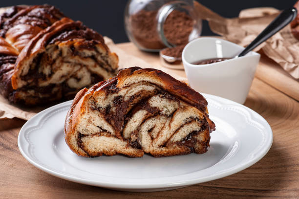 istock Chocolate Babka or Brioche Bread. Stuffed with hazelnut cream. 1309123686