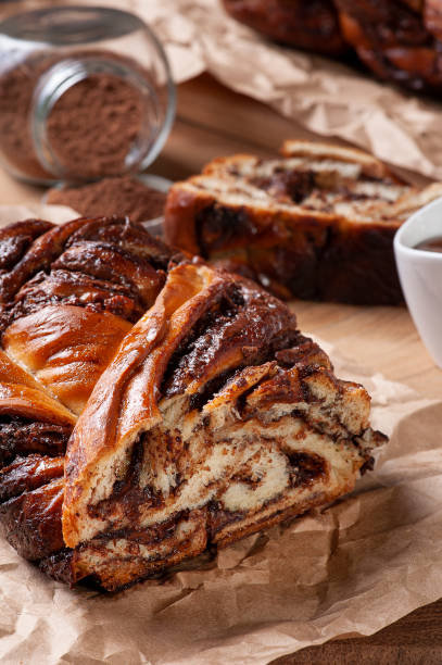 istock Chocolate Babka or Brioche Bread. Stuffed with hazelnut cream. 1309123726