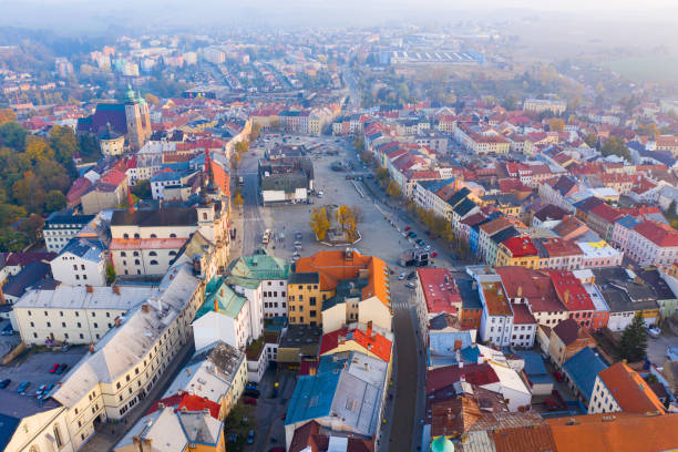 istock Panoramic view from above on the city Jihlava 1309123804