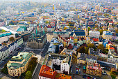 Aerial cityscape of Liberec city in  Czech Republic