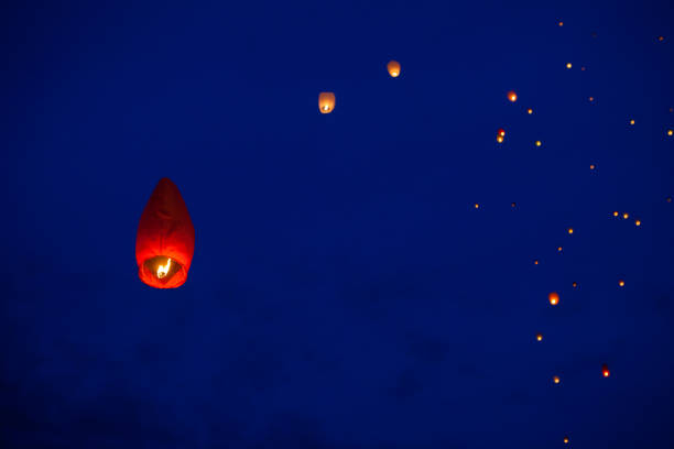istock The Chinese lantern flies up highly in the sky. 1309125343
