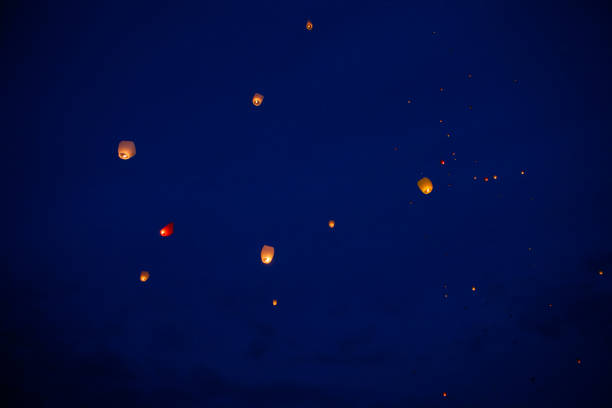 istock The Chinese lantern flies up highly in the sky. 1309125425