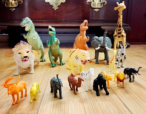 Wild toy animals on floor