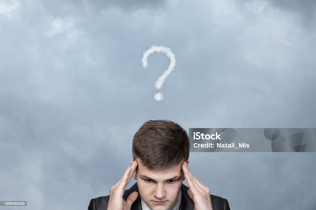 Concept of finding an answer to a complex question that has arisen. The concept of finding an answer to a complex question that has arisen. 20-24 Years Stock Photo