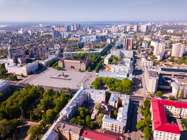 istock View from drone of Voronezh with Lenin Square 1309134994