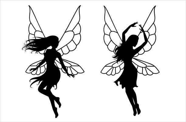 istock Collection of silhouettes of a fairy. Isolated on white. 1309140414