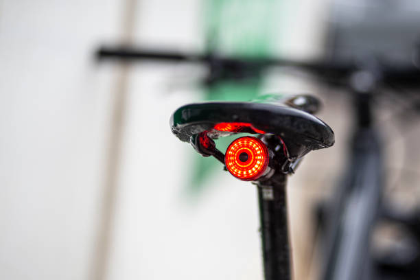 istock Red security light tied on a bicycle seat 1309140752