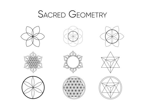 znak świętej geometrii - geometry mathematics mathematical symbol triangle stock illustrations