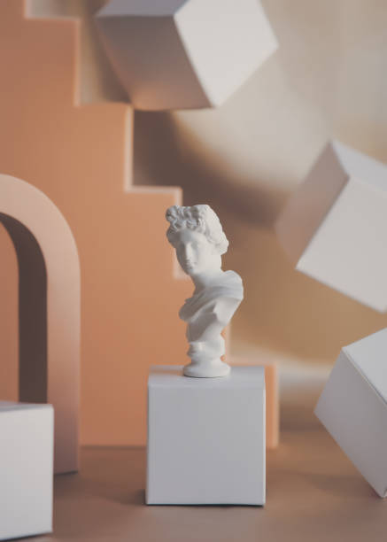 istock Antique bust of male on stand with objects arorund. 1309142817