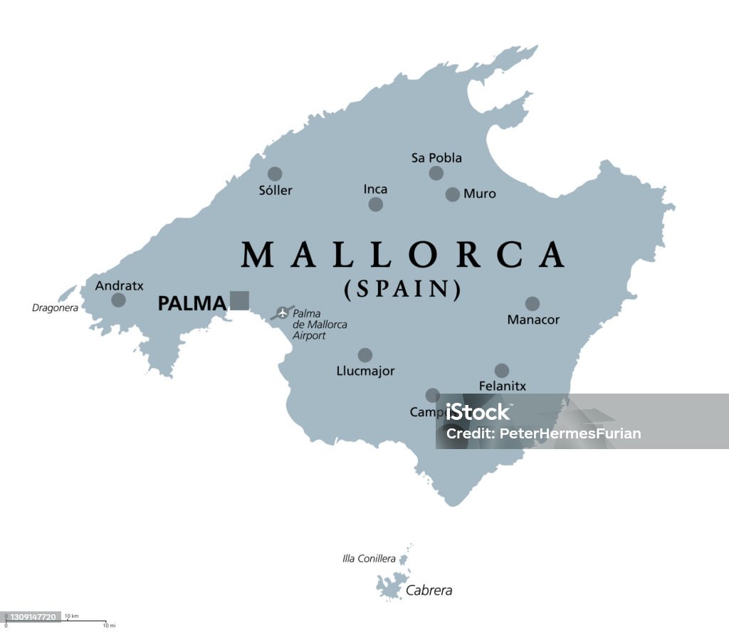 Mallorca Mallorca Grijze Politieke Kaart Stockvectorkunst En Meer Beelden  Van Mallorca - Mallorca, Kaart, Eiland - Istock