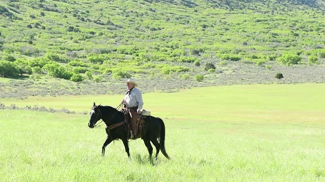 Senior American Cowboy Horseback Riding in Utah