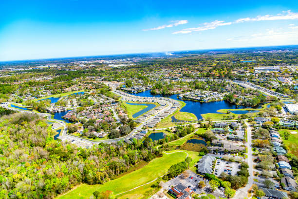 above suburban jacksonville florida - land development aerial view planning imagens e fotografias de stock