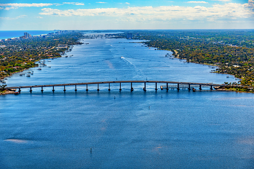 The Granada Bridge crossing the Halifax River in Ormond Beach, Florida just north of Daytona Beach.