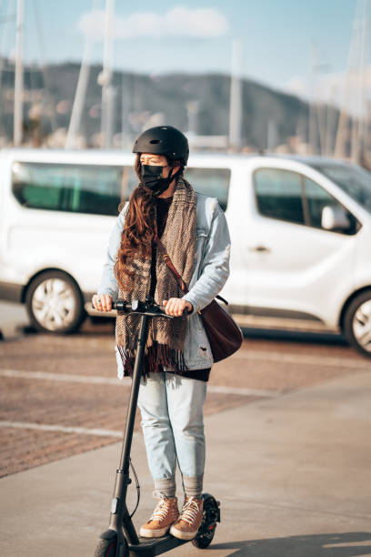 istock Woman using the scooter during the lockdown 1309153213