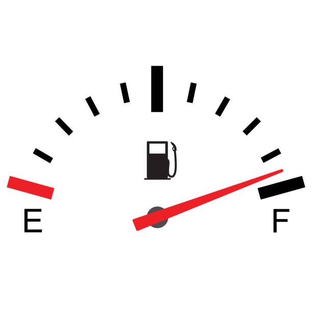 ilustrações de stock, clip art, desenhos animados e ícones de fuel gauge full on white background. flat style. fuel indicator sign. fuel symbol. - gas gauge full empty
