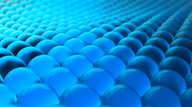 istock Beautiful 3d pattern with blue spheres bubbles on light background. Motion design. Transparent background. Concept art. Wave pattern. Abstract fluid particles. Abstract blue background. 3d render 1309171626