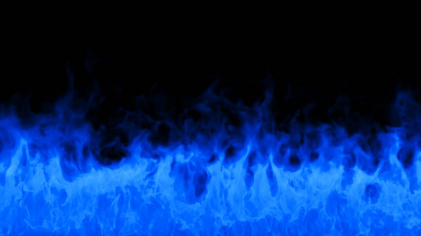 istock Fire flames on black background. Burning fire flame. Beautiful abstract background on the theme fire, light and life. Fiery blue glowing. Strong fire. Big burning bonfire. Burning fields 1309172045