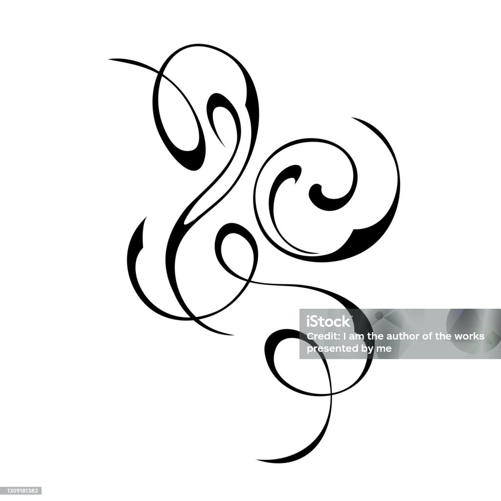 ornament 1645 unique decorative abstract ornament with curls in black lines on a white background Abstract stock vector