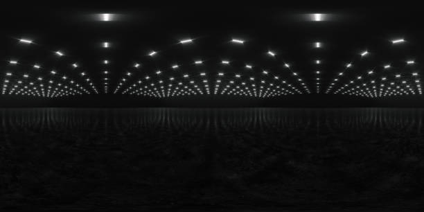 istock Full spherical panorama 360 degrees of empty exhibition space. backdrop for exhibitions and events. Tile floor. Marketing mock up. 3D render illustration 1309196749