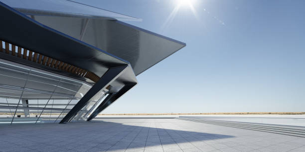 istock Steel and glass modern building exterior. 3D rendering 1309197903