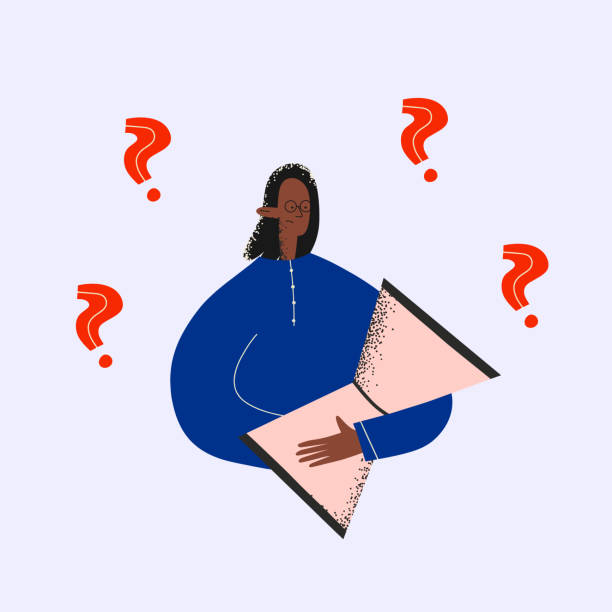 istock ethnic business woman with hourglass and question marks. Deadline and planning concept. Trendy textured flat. Organization of the employee's time. Burnout and procrastination. Multitasking 1309200814