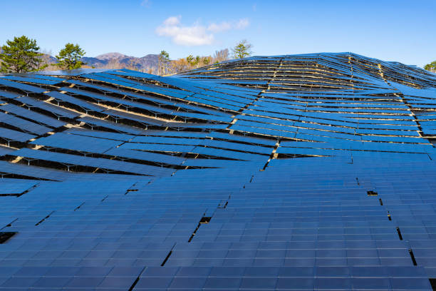 istock Huge solar power generation facility installed on the slope of the mountain 1309201538