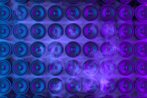 istock Audio Speaker Background with Neon Lights and Smoke 1309201666