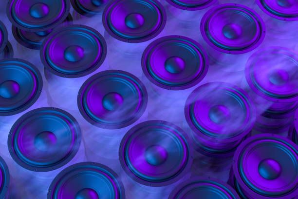 istock Audio Speaker Background with Neon Lights and Smoke 1309202240