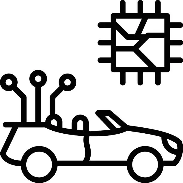 Vector illustration of Self driving advanced driving assistance system Concept, Autopilot Hardware and Chi Vector Icon Design, Autonomous driverless vehicle Symbol, Robo car Sign, Automated driving system stock illustration