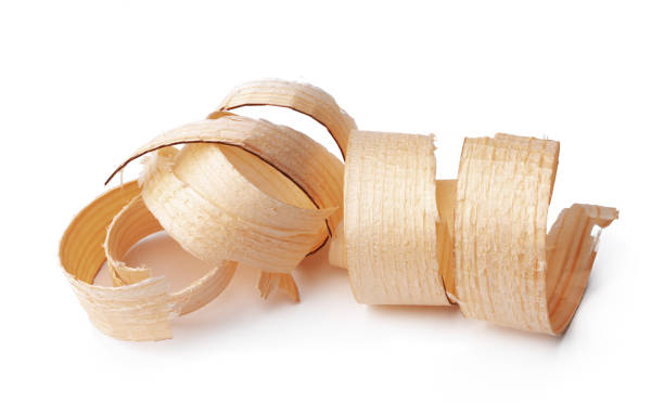 istock Wood shavings isolated on white background 1309217492