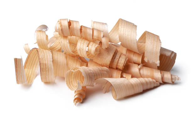 istock Wood shavings isolated on white background 1309219629