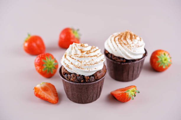 istock Chocolate bcupcake with cream cheese frosting 1309221106