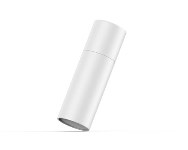 istock White paper tube push up tin can mockup template on isolated white background, ready for design presentation, 3d illustration 1309221127
