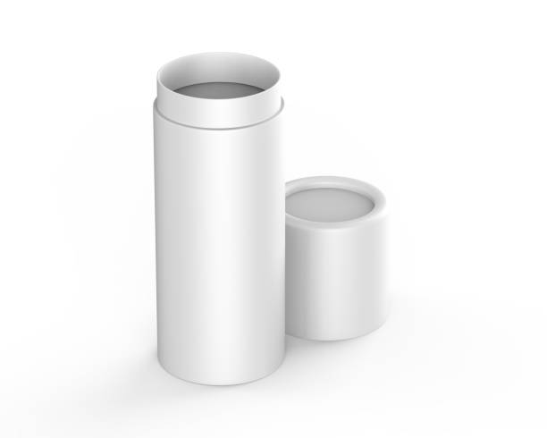 istock White paper tube push up tin can mockup template on isolated white background, ready for design presentation, 3d illustration 1309221142