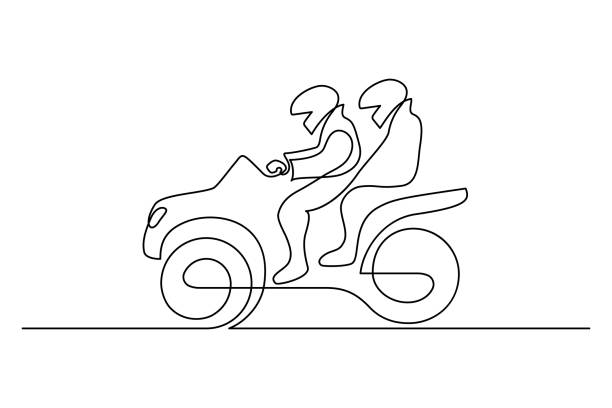 illustrazioni stock, clip art, cartoni animati e icone di tendenza di quad - motorcycle silhouette vector transportation