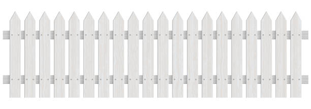 Vintage white wooden fence vector illustration Vintage white wooden fence vector illustration picket fence stock illustrations