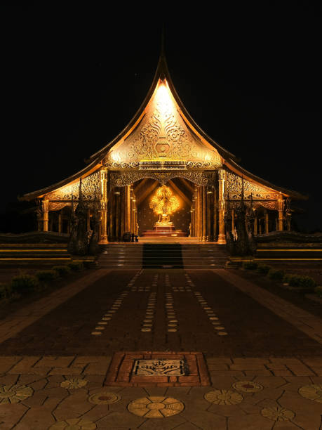 Beautifull of Buddha statue in Thai tample. Beautifull of Buddha statue in Thai tample on the night at Ubon Ratchathani province. golden tample stock pictures, royalty-free photos & images