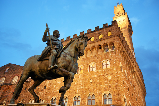 The Equestrian Monument of Cosimo I is a statue executed by Giambologna and erected in 1594 in the Piazza della Signoria in Florence, Tuscany, Italy