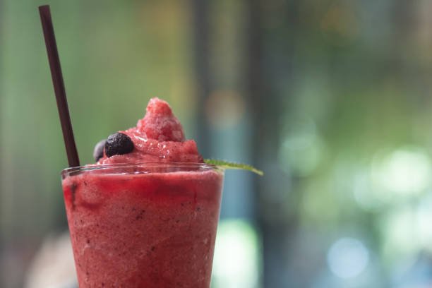 istock Healthy berry smoothie with blueberries on top. Selective focus 1309228762