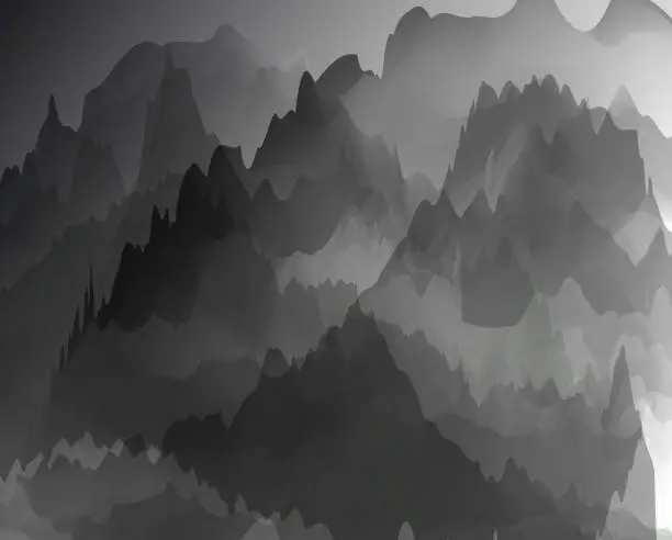 Vector illustration of Chinese watercolor mountain fantasy vector backgrounds