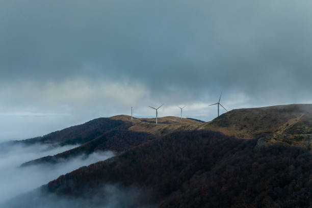 Wind turbines for eco energy in the mountains.