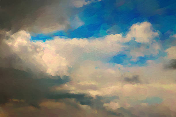 ilustrações, clipart, desenhos animados e ícones de nuvens de verão chuvoso - meteorology season sun illustration and painting