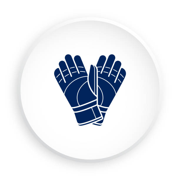 モバイルアプリのためのネオモルフィズムスタイルのサッカーのゴールキーパーの手袋のアイコンのペア。モバイル アプリケーションまたは web 用のボタン。白い背景上のベクトル - catching football human hand ball点のイラスト素材／クリップアート素材／マンガ素材／アイコン素材