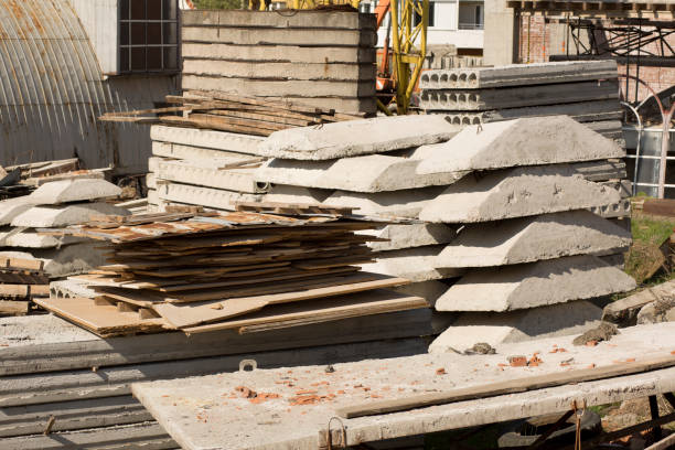 istock Stack of concrete slabs and metal sheets on the construction site 1309243633