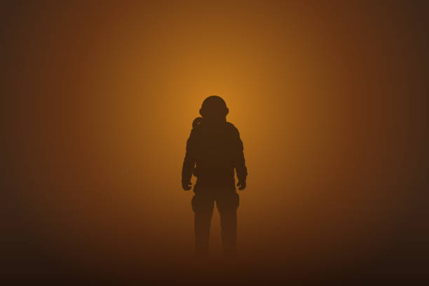 Lonely astronaut Isolated silhouette of cosmonaut. Man in spacesuit astronaut stock illustrations